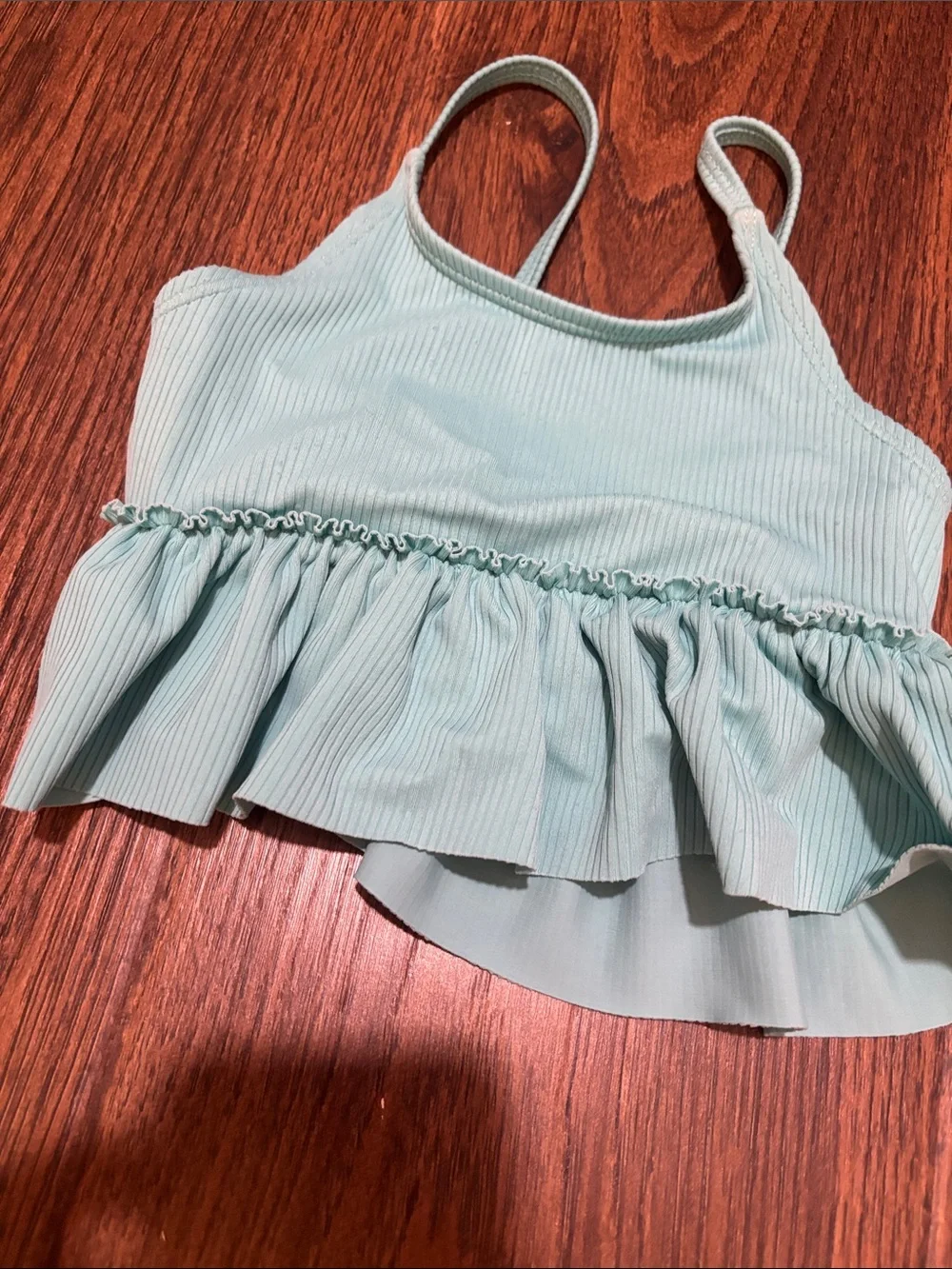 Kortni Jeane Girls Mint Green Ruffle Tankini Top